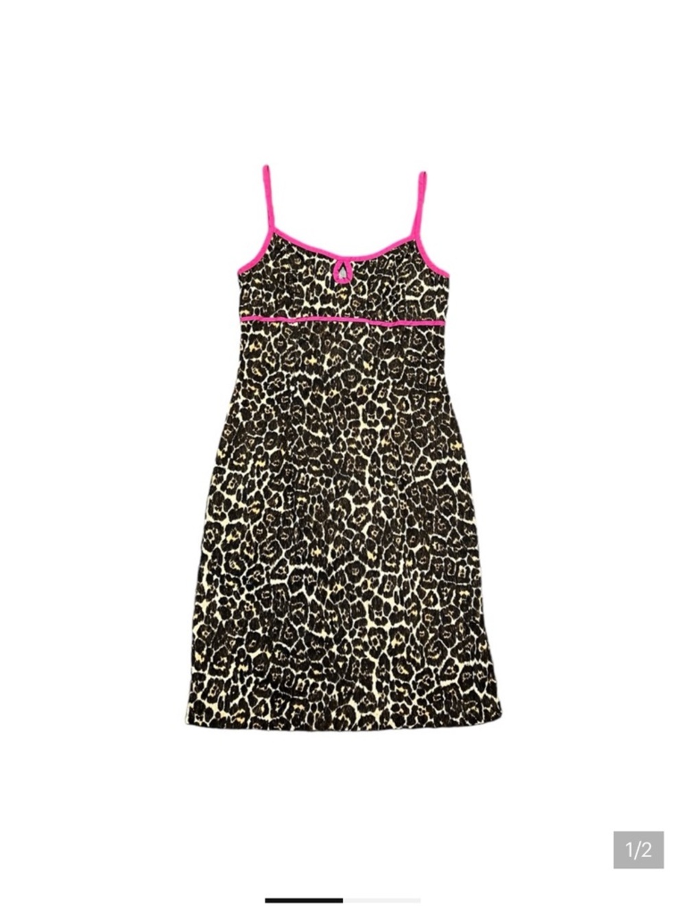 All That Jazz Black Leopard Print Mini Dress with Pink Trim